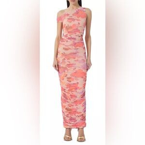 Afrm Biona Asymmetric Neck Ruched Dress By Anthropologie XS/TP